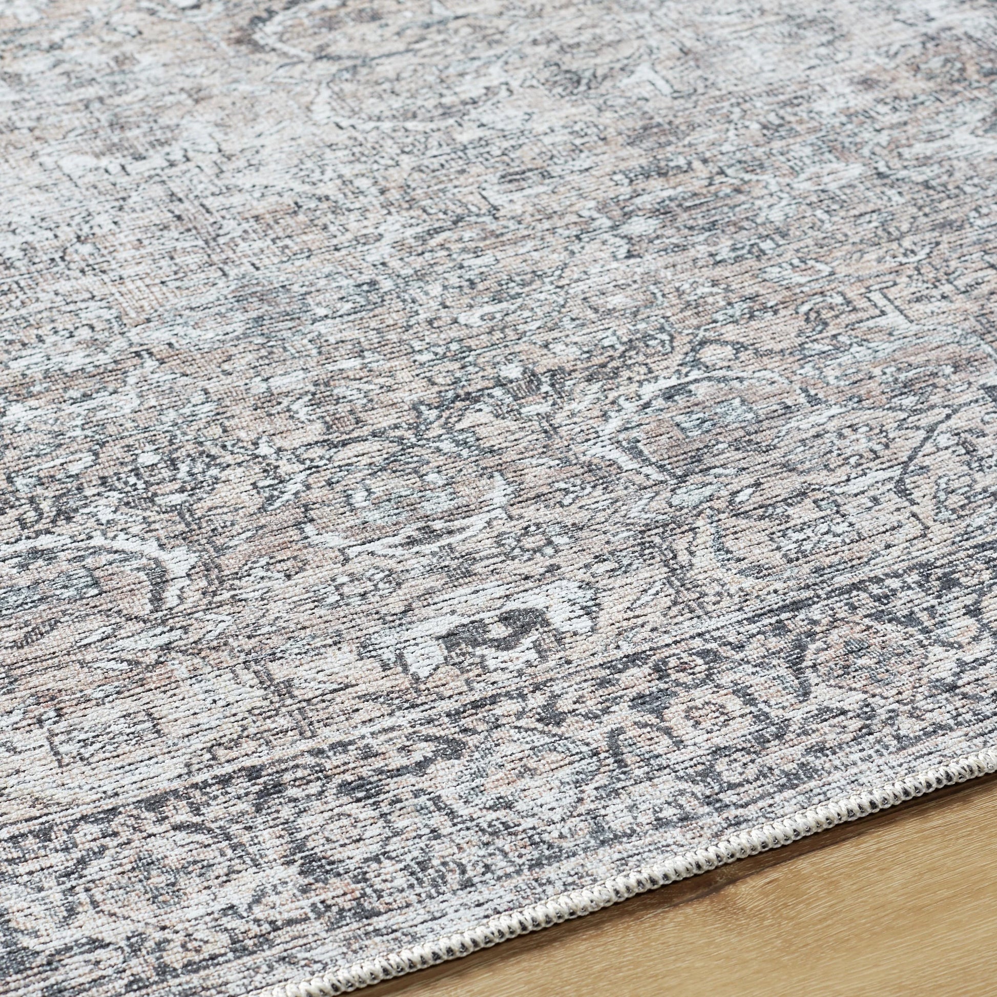 Better Homes & Gardens Persian Blooms Washable Non-Skid Indoor Area Rug, Brown, 5'3" x 7'