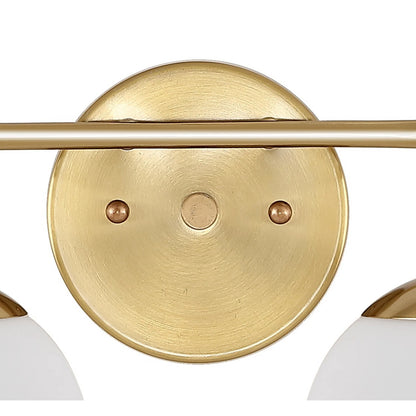 JONATHAN Y Louis Parisian Globe 15" 2-Light Metal/Frosted Glass Modern Contemporary LED Vanity, Brass Gold