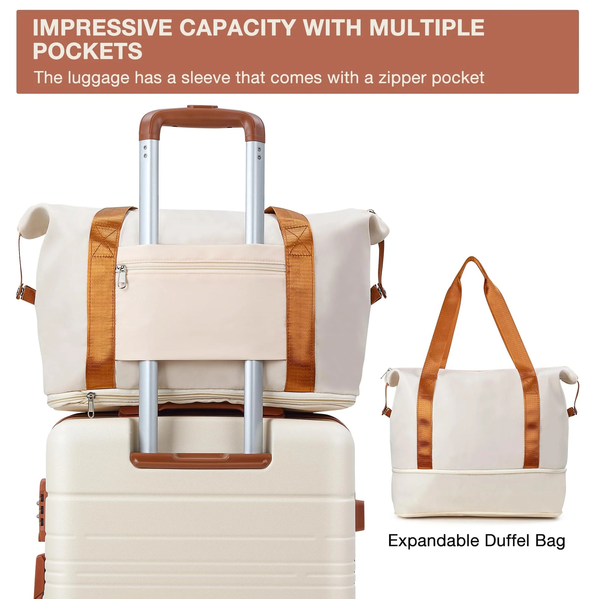 TROPOW Luggage Setss,Suitcases with Wheels,5 Piece Womens Luggage Setss Carry on Bag Sets, Hardside Carry On Suitcase Setss with Tsa Locks Duffel Bag