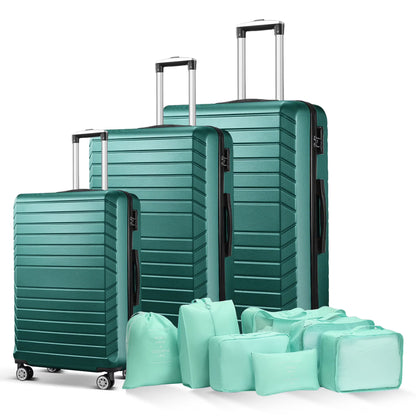 Gowill 3 Piece Luggage Sets Travel Suitcase Set with 7PCS Organizer Bags, White& Brown