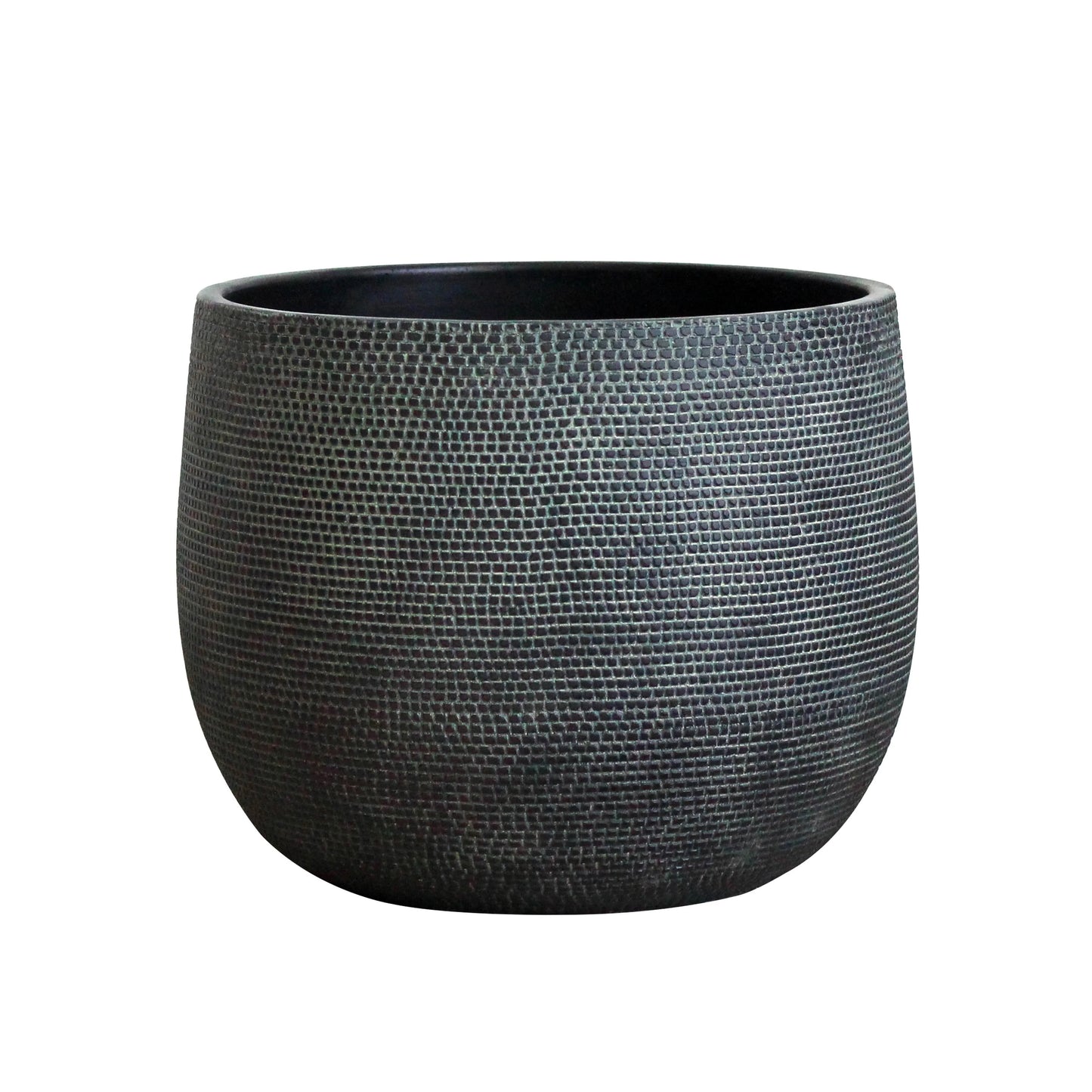 Barcelona Ceramic Plant Pot Large 10 inch - Black Flower Pots - Indoor & Outdoor Planters