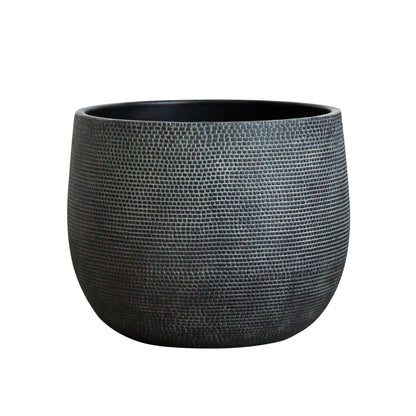 Barcelona Ceramic Plant Pot Large 10 inch - Black Flower Pots - Indoor & Outdoor Planters