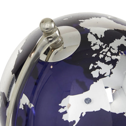 DecMode 8" Blue Globe with Silver Accents