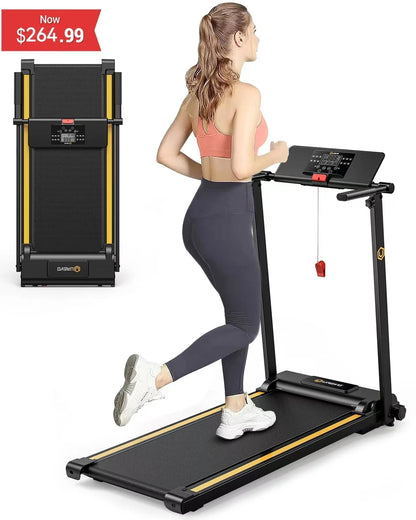 UREVO Folding Treadmill, 2.25HP Mini Treadmills for Home Office with 12 HIIT Modes, 265 lbs Capacity