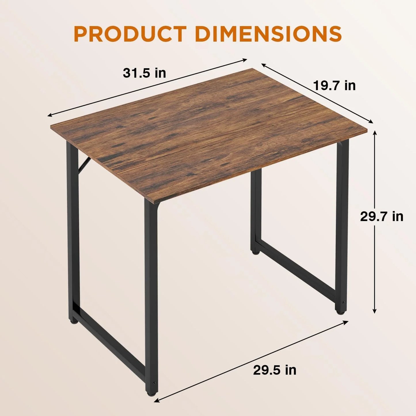 32/39/47 inch Computer Desk Study Writing Table, Adjustable feet, Modern Furniture for Home Office (1, Brown, 32 inch)
