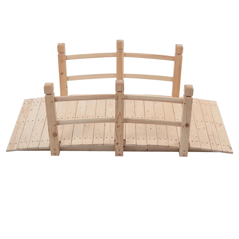 Decorative Wooden Arch Bridge for Garden Landscape, Small Anticorrosive Wood Bridge Enhances Yard, Pond, or Flower Bed, Natural Burlywood Finish for Outdoor Decoration