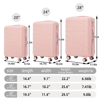Luggage Sets 3 Piece(20/24/28), Expandable Carry On Suitcase with ABS Spinner Wheel TSA Lock
