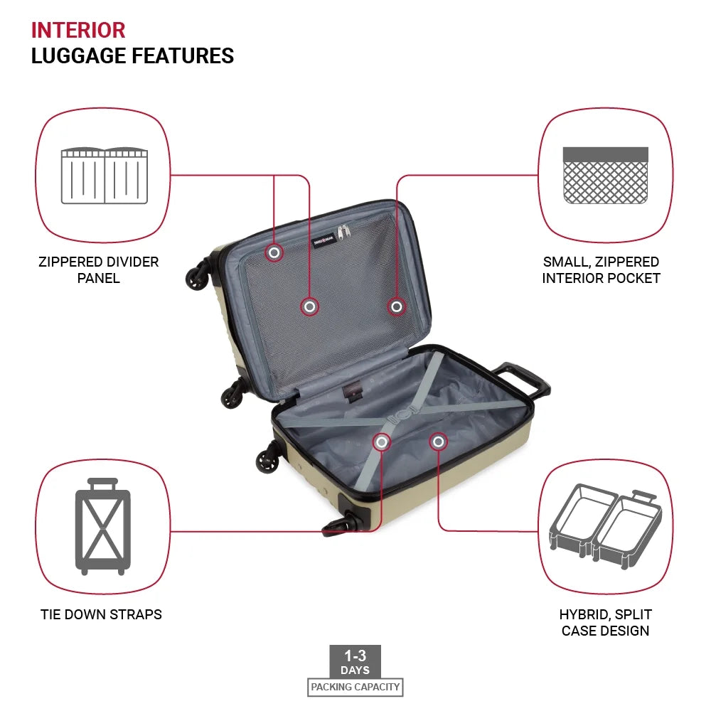 SWISSGEAR Wave Hardside Expandable Carry-on Luggage with Spinner Wheels, Sand