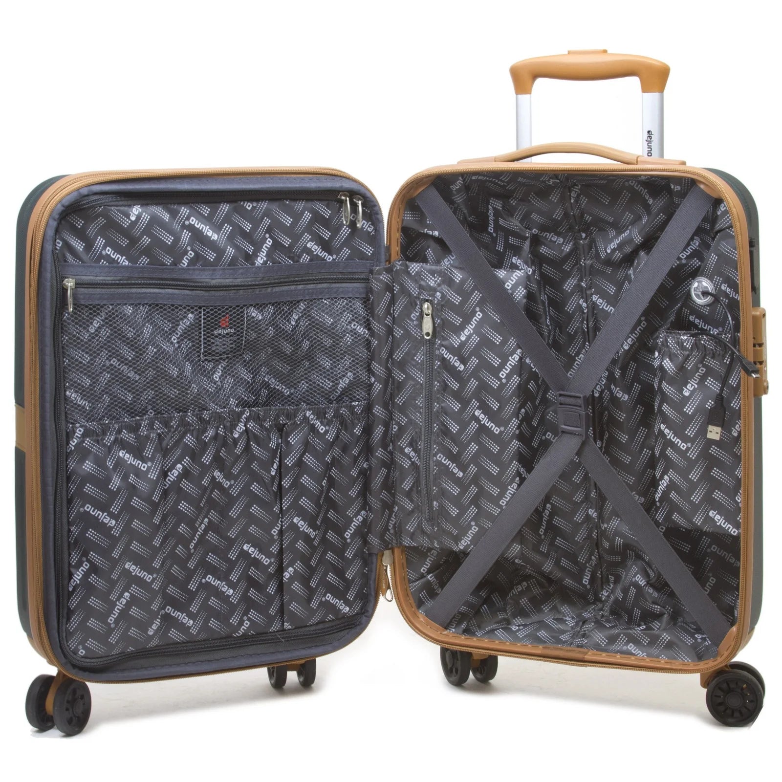 Dejuno Garland Hardside 3-Piece Spinner Luggage Set With USB Port - Burgundy