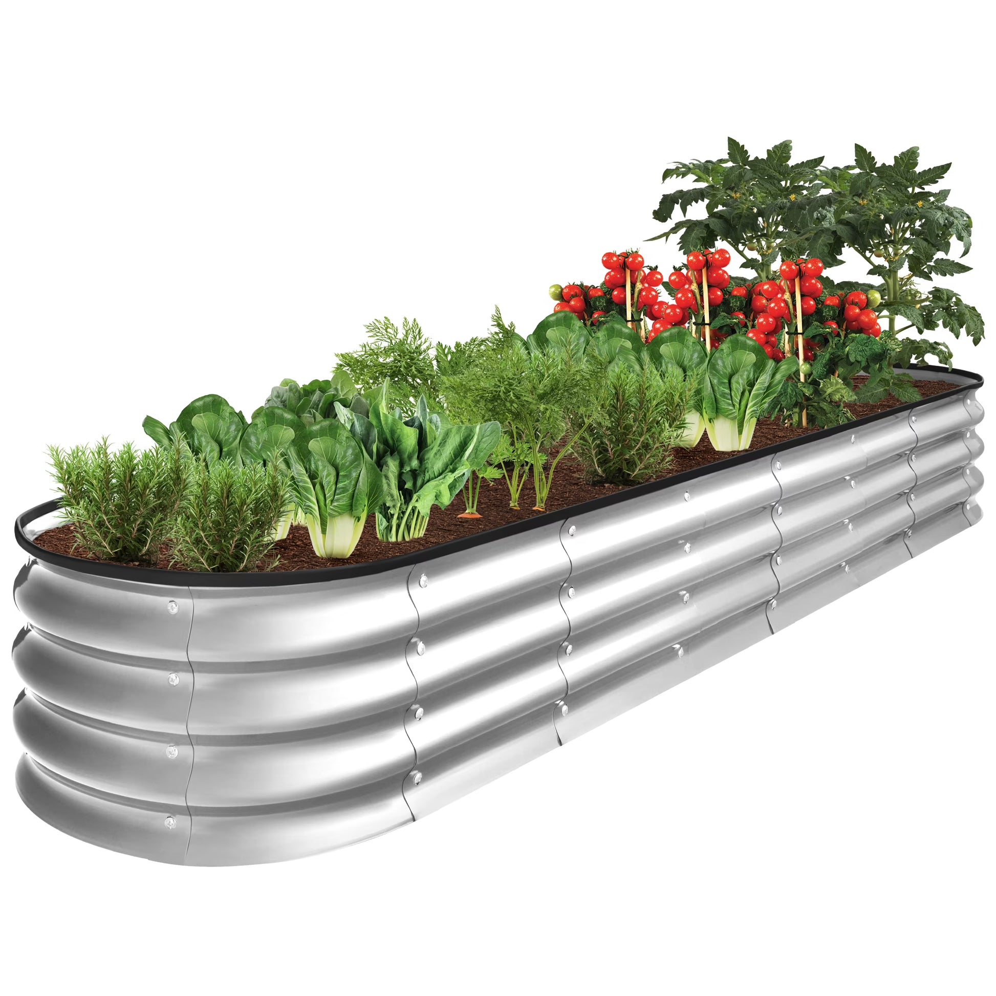 Best Choice Products 8x2x1ft Outdoor Metal Raised Oval Garden Bed, Planter Box for Vegetables, Flowers - Charcoal