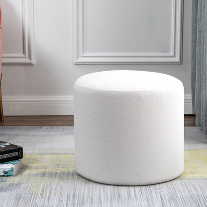 Wovenbyrd Round Pouf Ottoman with Foam Core, Gray - Perfect for Living Room or Bedroom