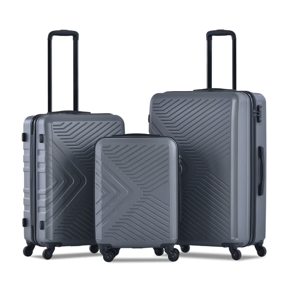 Yougu 3 Piece Hardshell Luggage Set Hardside Lightweight Suitcase with TSA Lock Spinner Wheels 20in 24in 28in,Pink