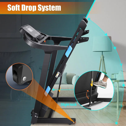 300LBS Capacity Treadmill, 3.25 HP Treadmill with Incline & 18-inch Wide Belt & APP & Bluetooth Speakers, Electric Folding Treadmills for Home Office Gym, Indoor Walking Running Exercise Machine