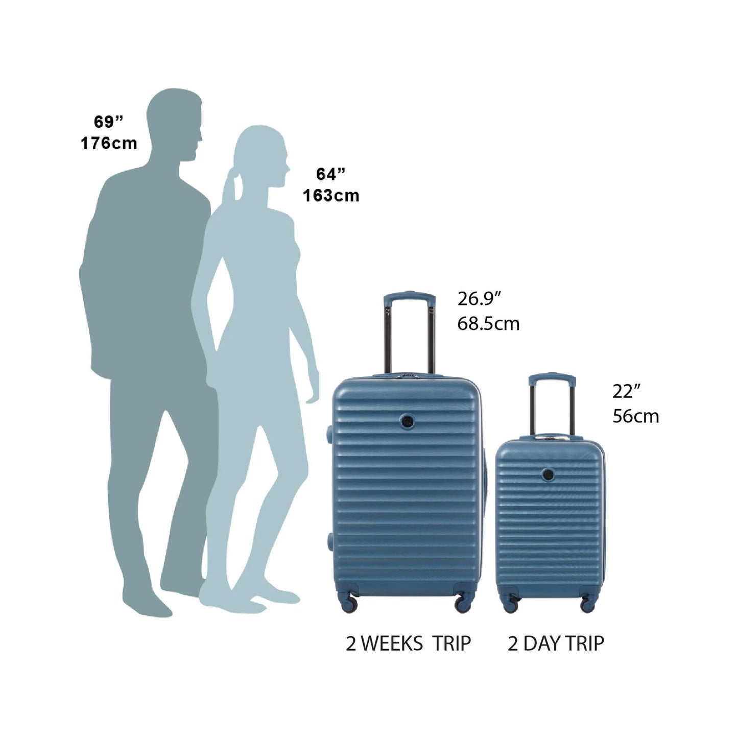 Protege 2-Piece Hardside Rolling Luggage Set, Blue
