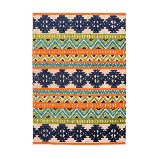 World Rug Gallery Contemporary Geometric Bohemian Indoor/Outdoor Area Rug - Multi 5' x 7'