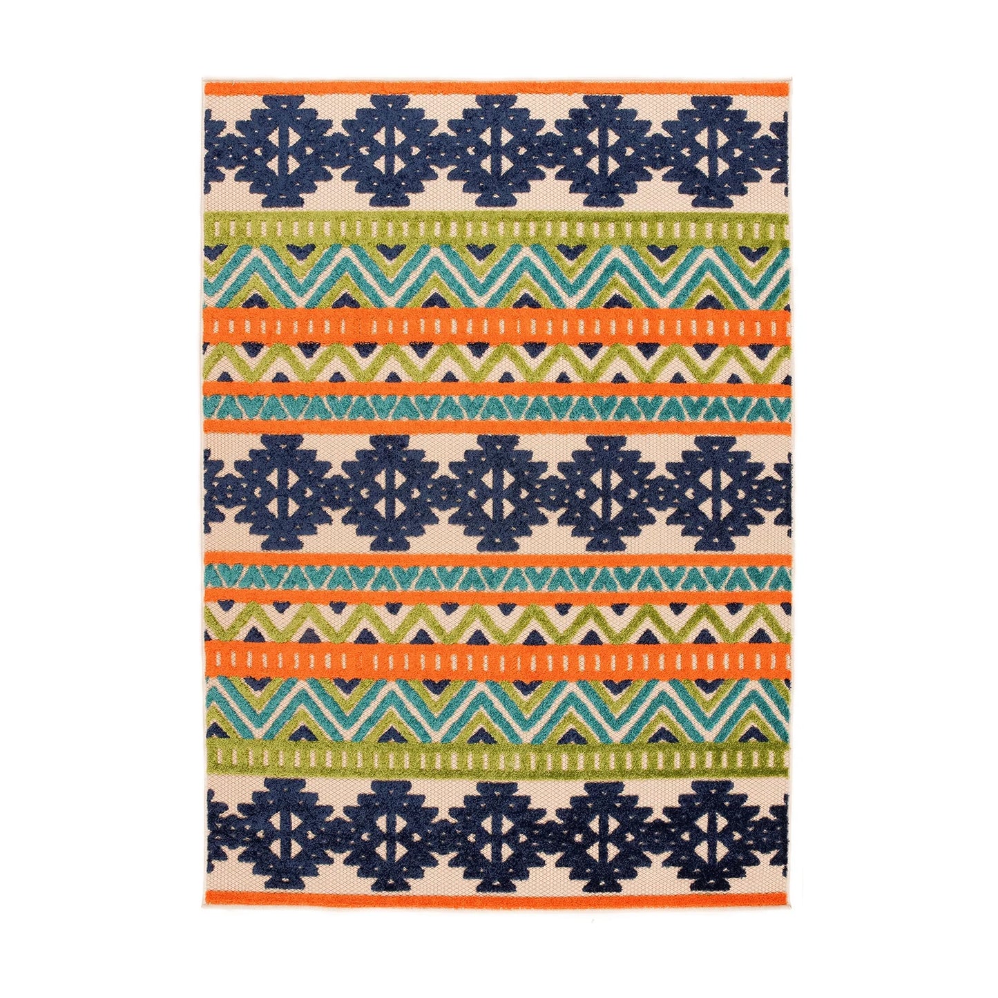 World Rug Gallery Contemporary Geometric Bohemian Indoor/Outdoor Area Rug - Multi 5' x 7'