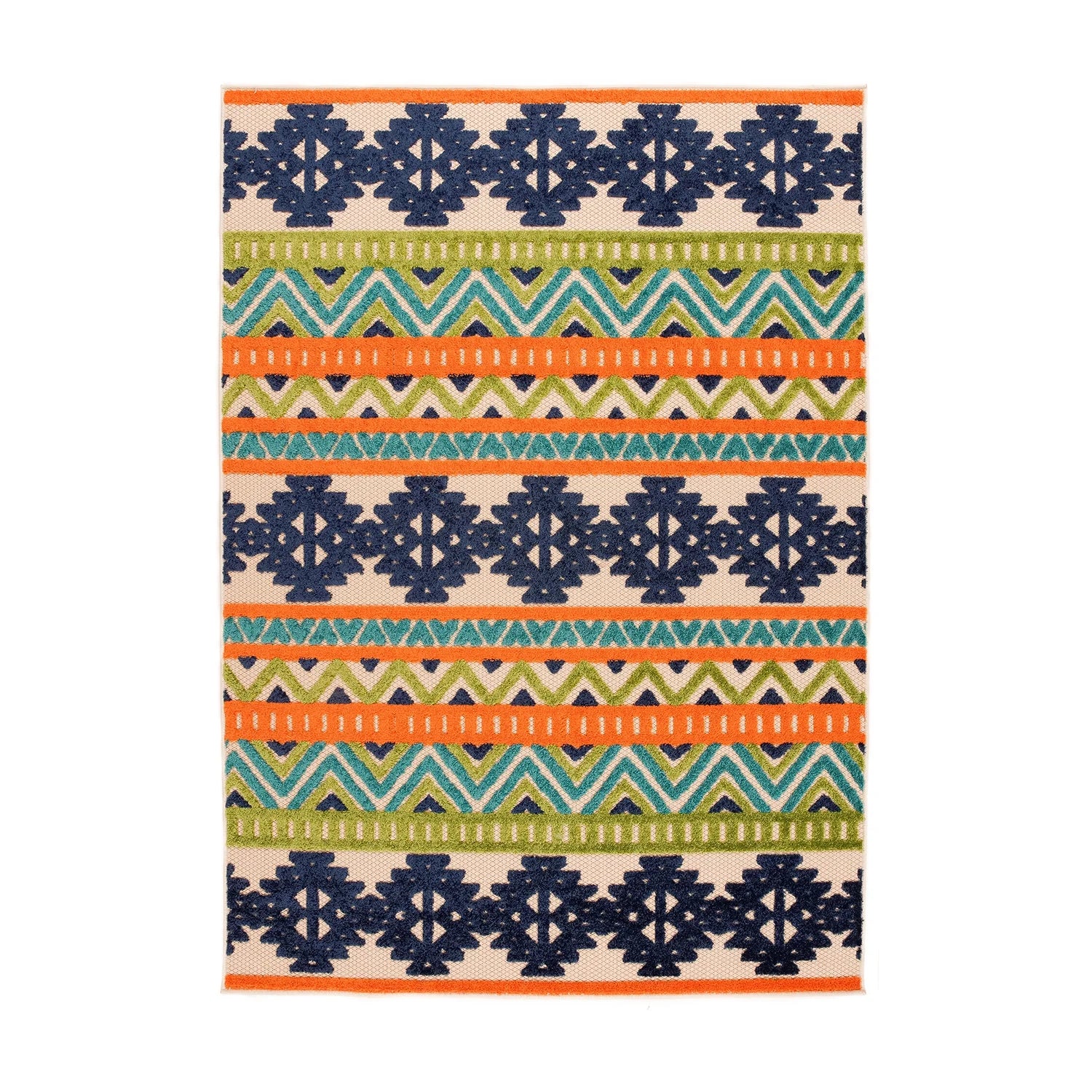 World Rug Gallery Contemporary Geometric Bohemian Indoor/Outdoor Area Rug - Multi 5' x 7'