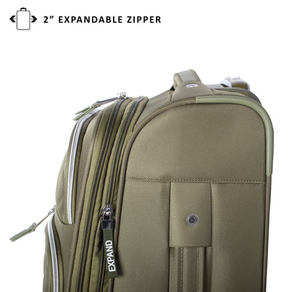 MADDEN NYC, Aesthetic Soft Side 20" Expandable Carry-on Luggage, Olive