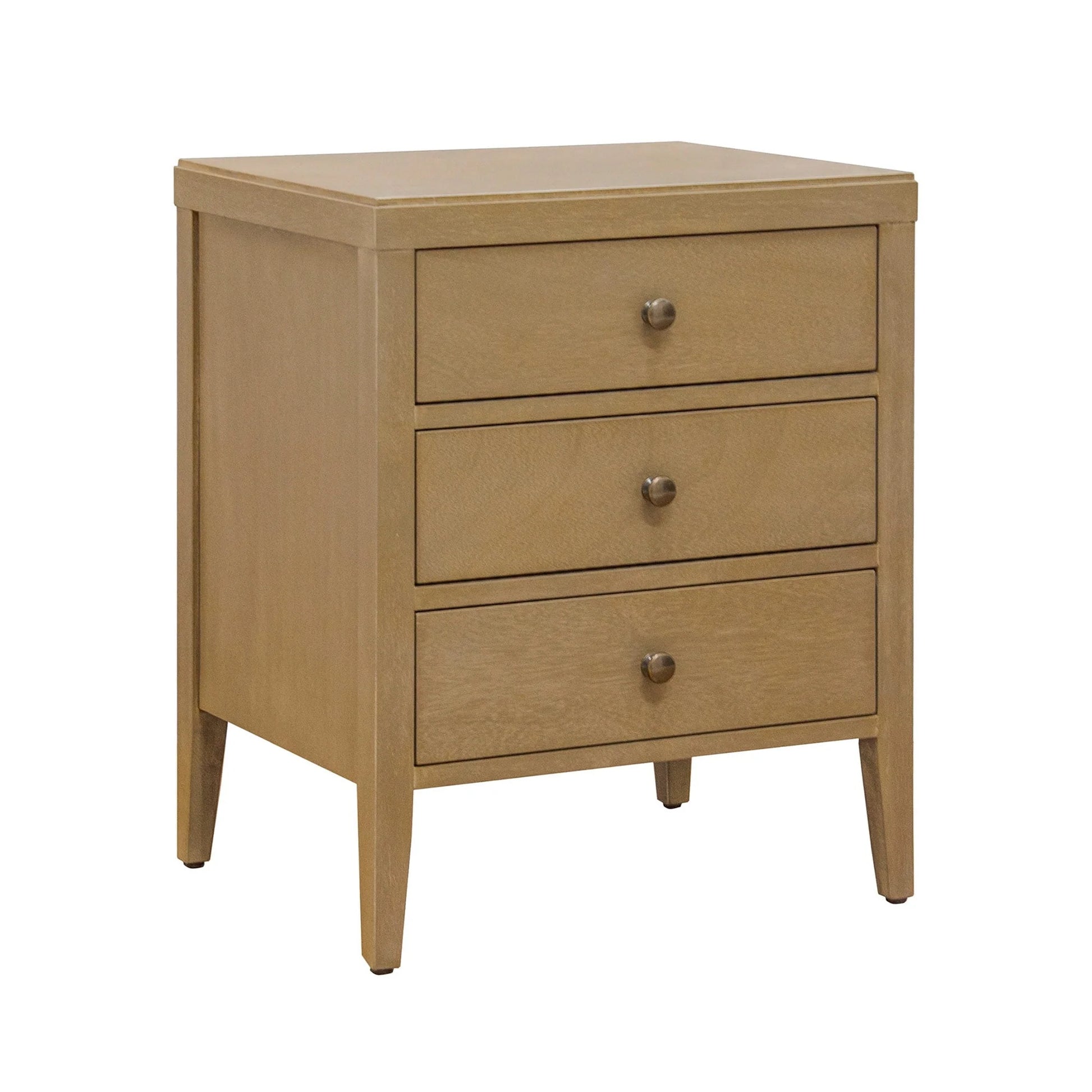 Webb 3-Drawer Wooden Nightstand by East at Main - Wheat Solid Wood Accent Table/End Table with Black Accents (19x15x23)
