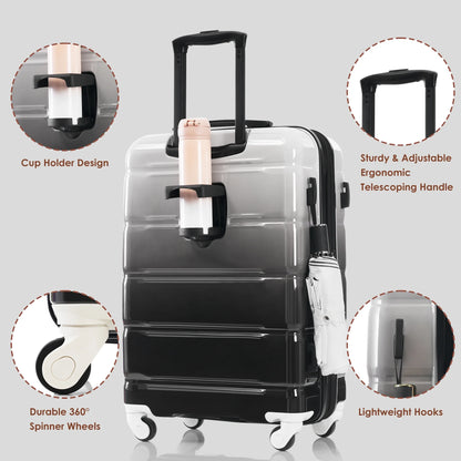 DUOSONG Luggage Sets 4 Piece, Abs Durable Suitcase With Travel Bag, Abs Hard Shell Luggage With Spinner Wheels, Ivory And Golden Ivory+Gold ABS Travel Luggage Hard Case