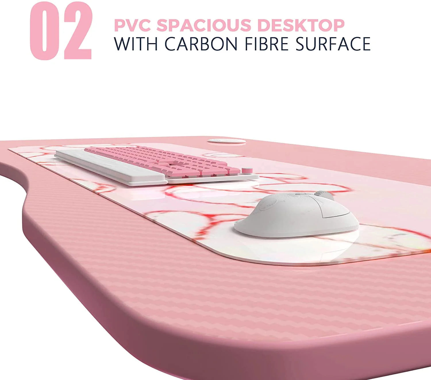 Vitesse Pink Gaming Desk 40 Inch Computer Desk Cute Gaming Table T-Shaped Girl Gamer Desk Gaming Workstation Home Office Desk with Carbon Fiber Surface and Headphone Hook (Pink)