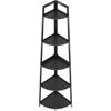 Hassch 5-Tier Industrial Corner Bookcase 70" Wood Ladder Shelf Rustic Bamboo Stand for Living Room, Kitchen, Home Office, White