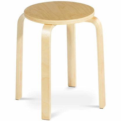Set of 4 18" Stacking Stool Round Dining Chair Backless Wood Home Decor