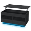 Hommpa Lift Top Coffee Table with 2 Drawers High Gloss Rectangle Black Coffee Table with LED Lights and Hidden Storage for Living Room Home Office Center Cocktail Tables 25.19" Height