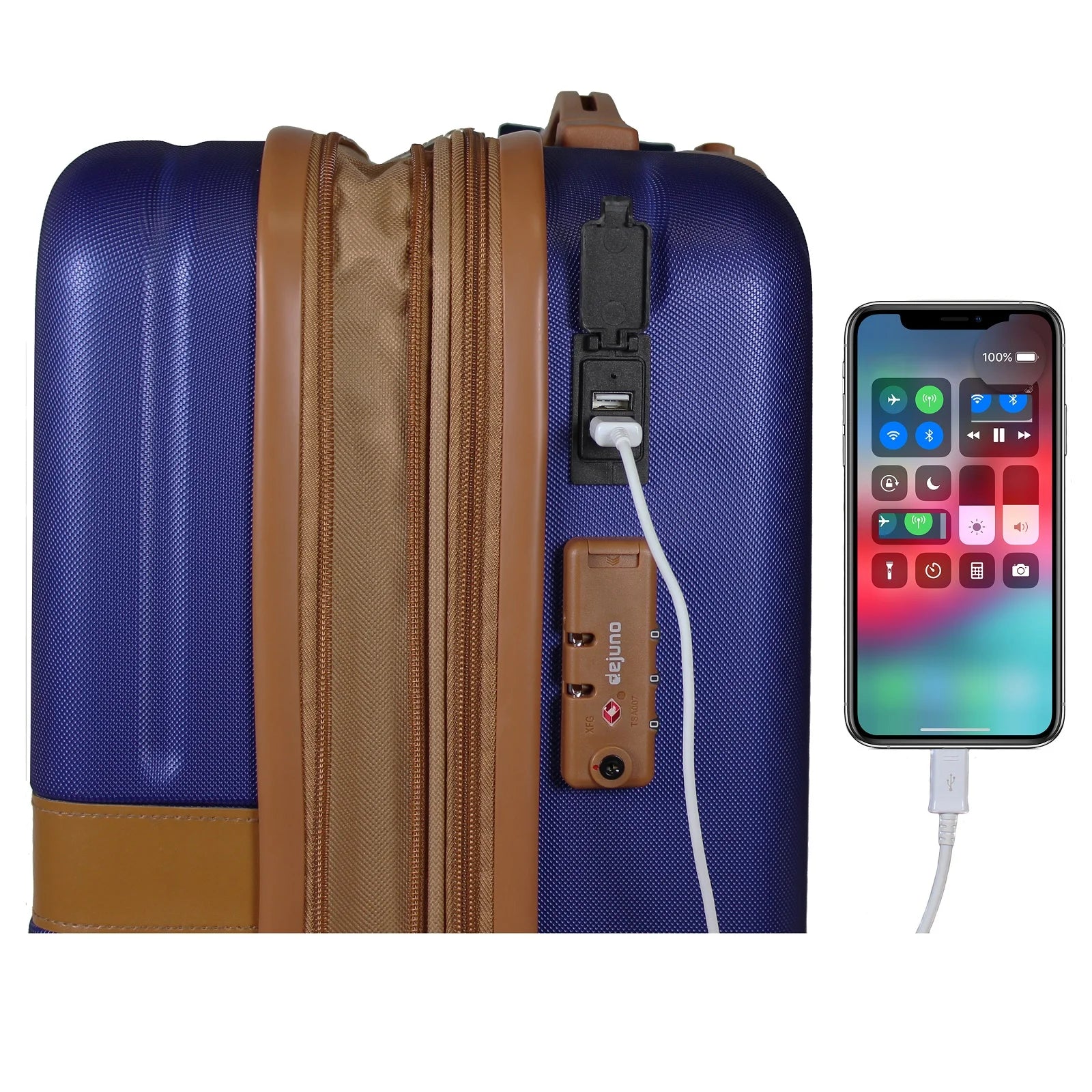Dejuno Garland Hardside 3-Piece Spinner Luggage Set With USB Port - Burgundy