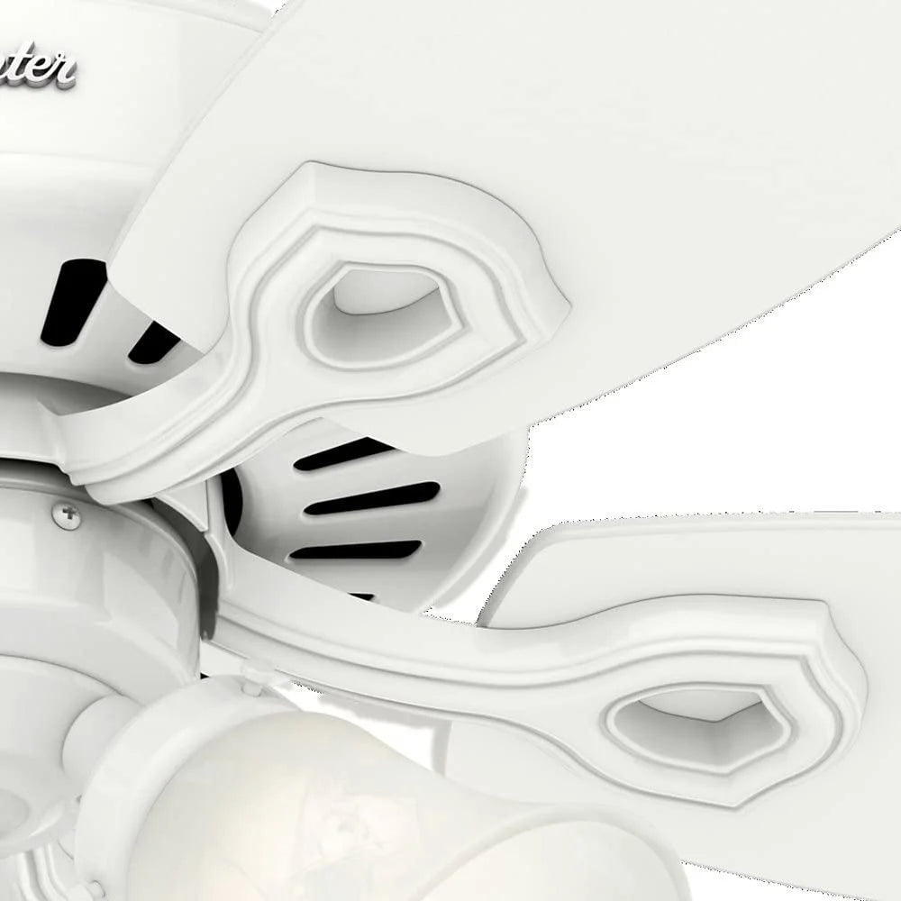 Hunter - Builder Indoor Ceiling Fan With Light, 42-inch, Snow White, Traditional-style, 3-speed WhisperWind Motor, 52105, for living rooms, bedrooms, home offices, kitchens