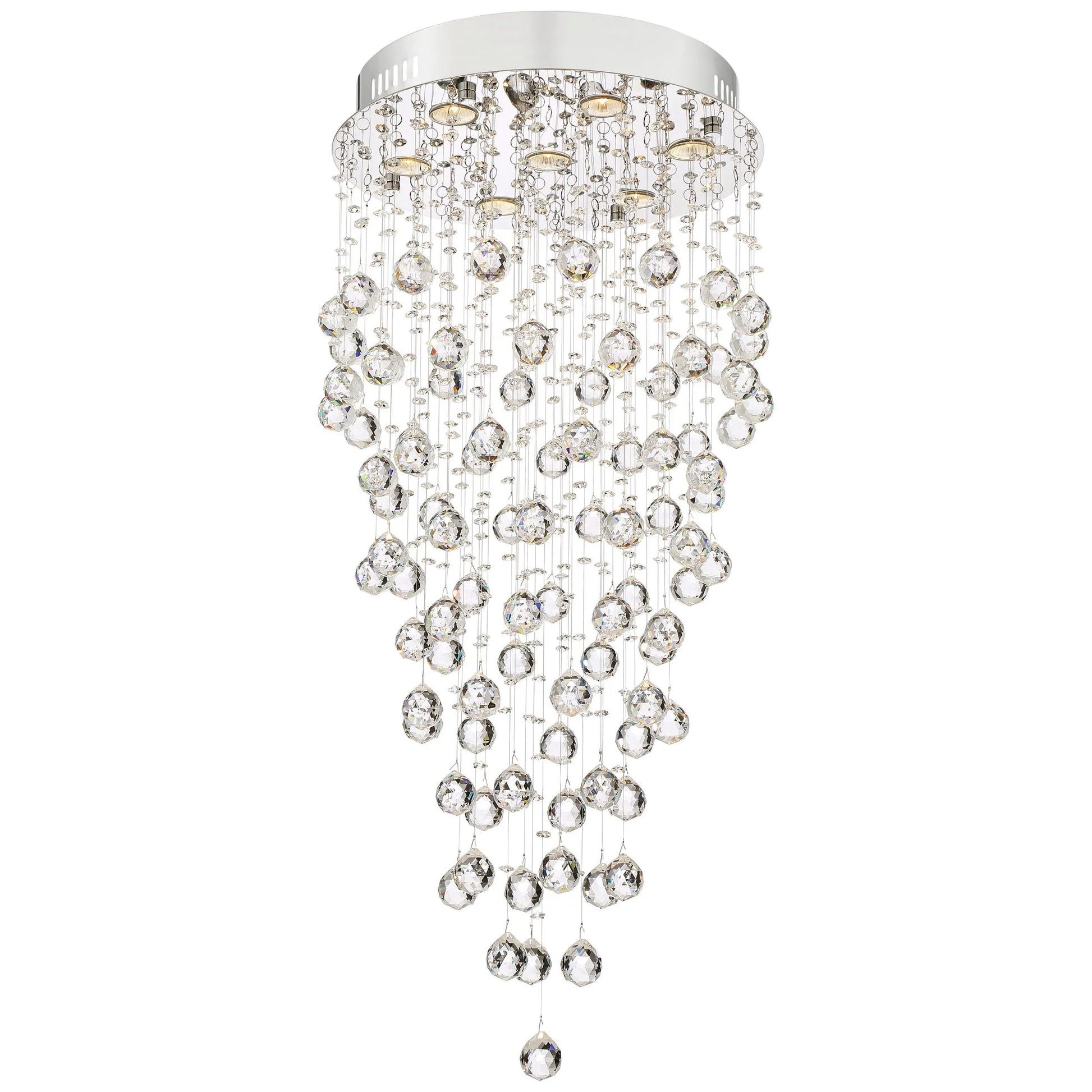 Vienna Full Spectrum Aida Chrome Chandelier Lighting 18" Wide Modern Pouring Crystal Glass Globes 7-Light Fixture for Dining Room House Kitchen Island