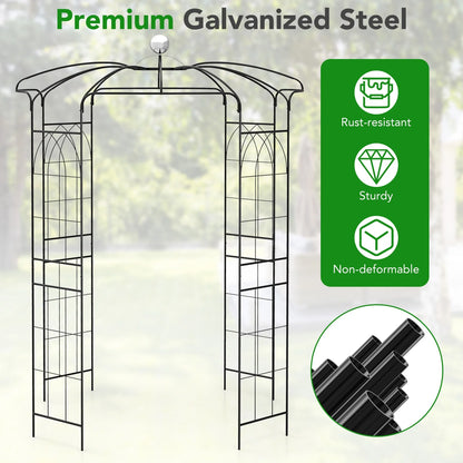 Topbuy Birdcage Shape Garden Arch 9.4 x 6.8FT Heavy Duty Arch Trellis with Hanging Hook for Climbing Plants