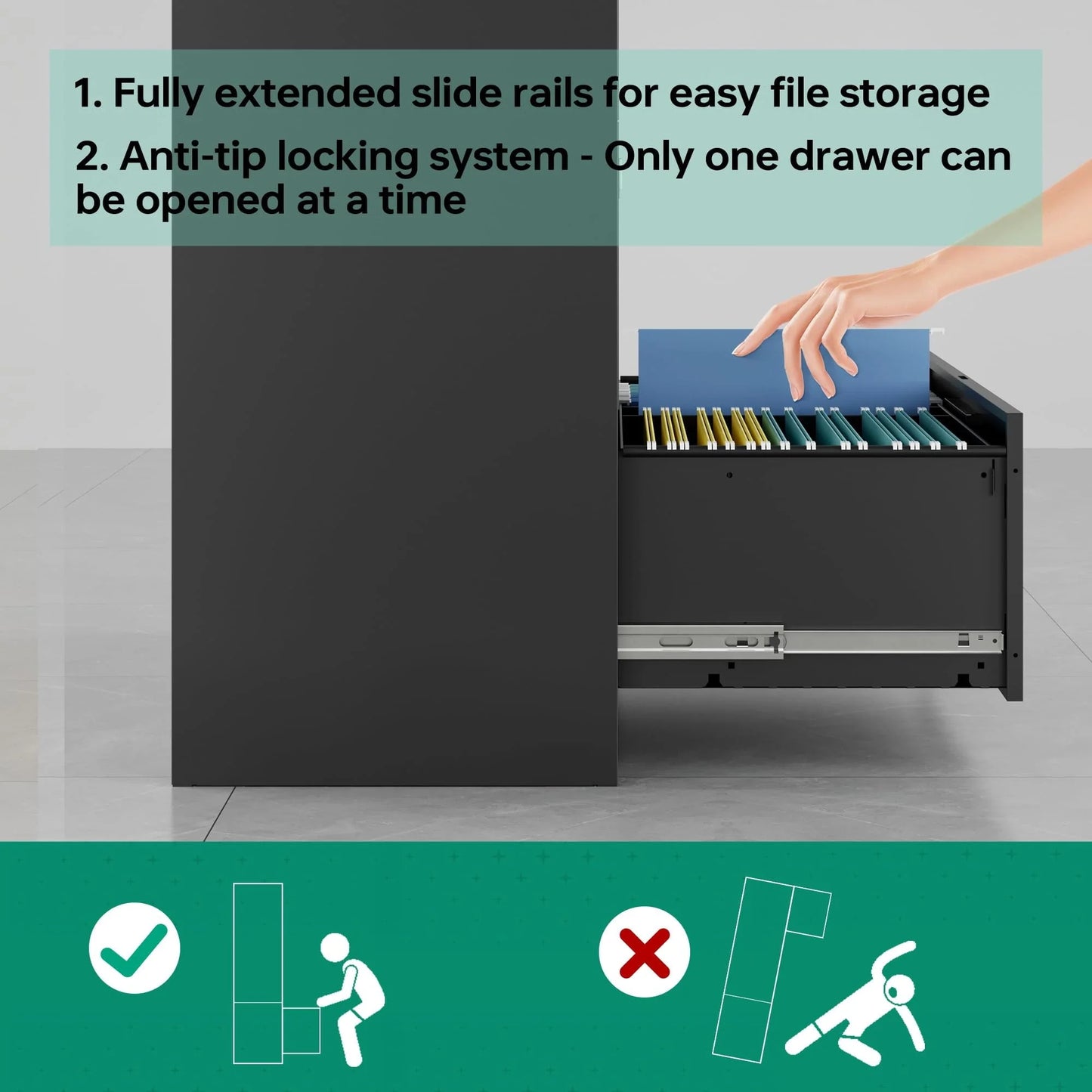 Fesbos Lateral File Cabinets,3 Drawer Metal Filing Storage Vertical Cabinets,Home Office Furniture for Organization Hanging Letter/Legal/F4/A4