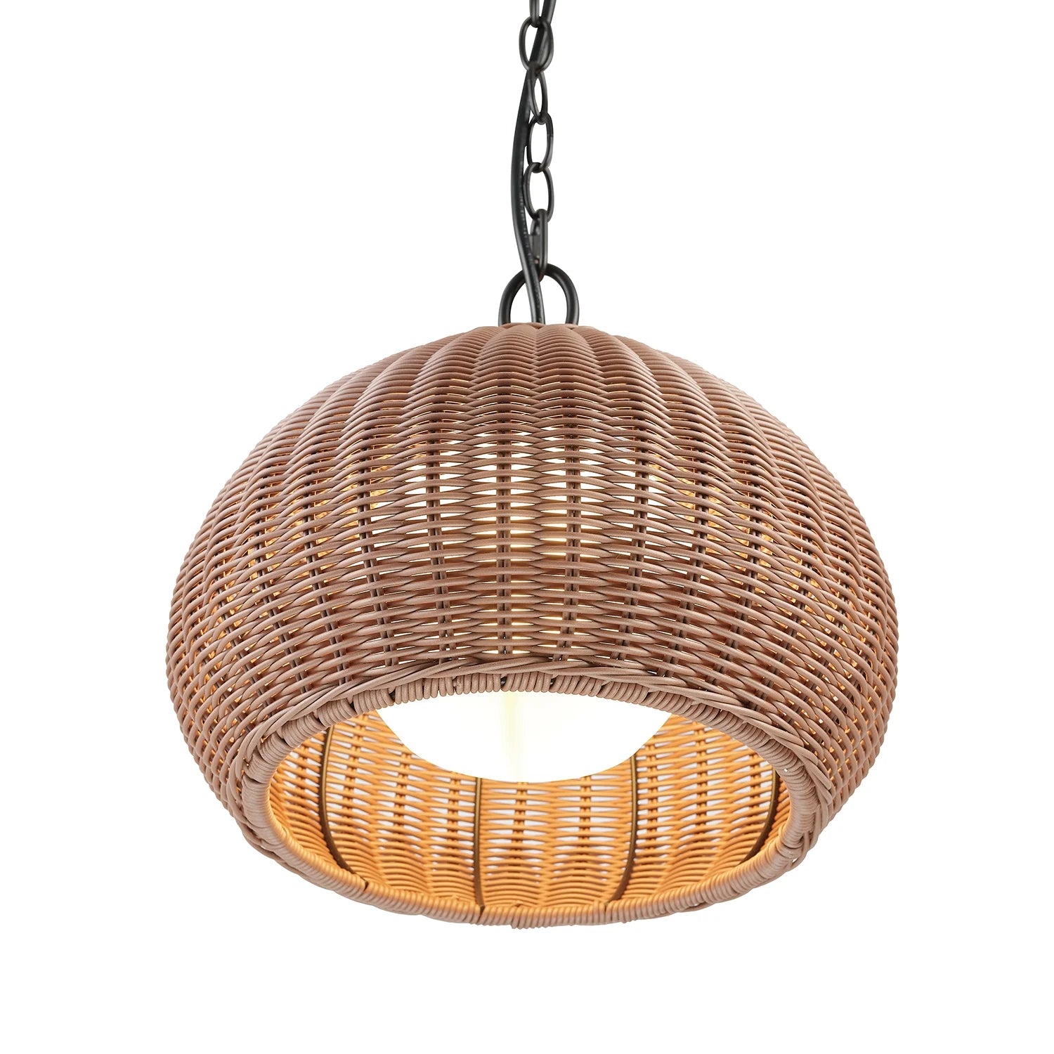 Globe Electric Salvador 1-Light Plastic Rattan Shade Outdoor Plug-in Pendant Light