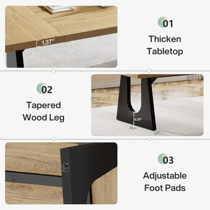 Tribesigns 70.9-Inch Executive Desk, Computer Office Desk, Modern Simple Desk with Large Desktop, Writing Desk Workstation Business Furniture for Home Office, Study, Metal Frame, Oak and Black