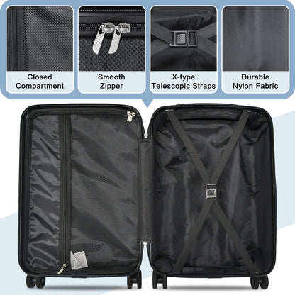 Joyway 6-Piece Hardside Luggage Set with Spinner Wheels and TSA Lock, Lightweight Carry-On Luggage Set for School, Travel, Weekend (Black)
