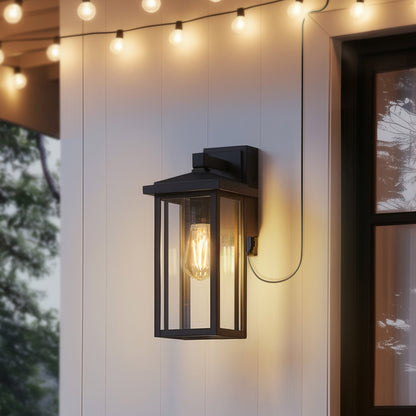 Globe Electric 14' Matte Black Outdoor Wall Light with GFCI Outlet