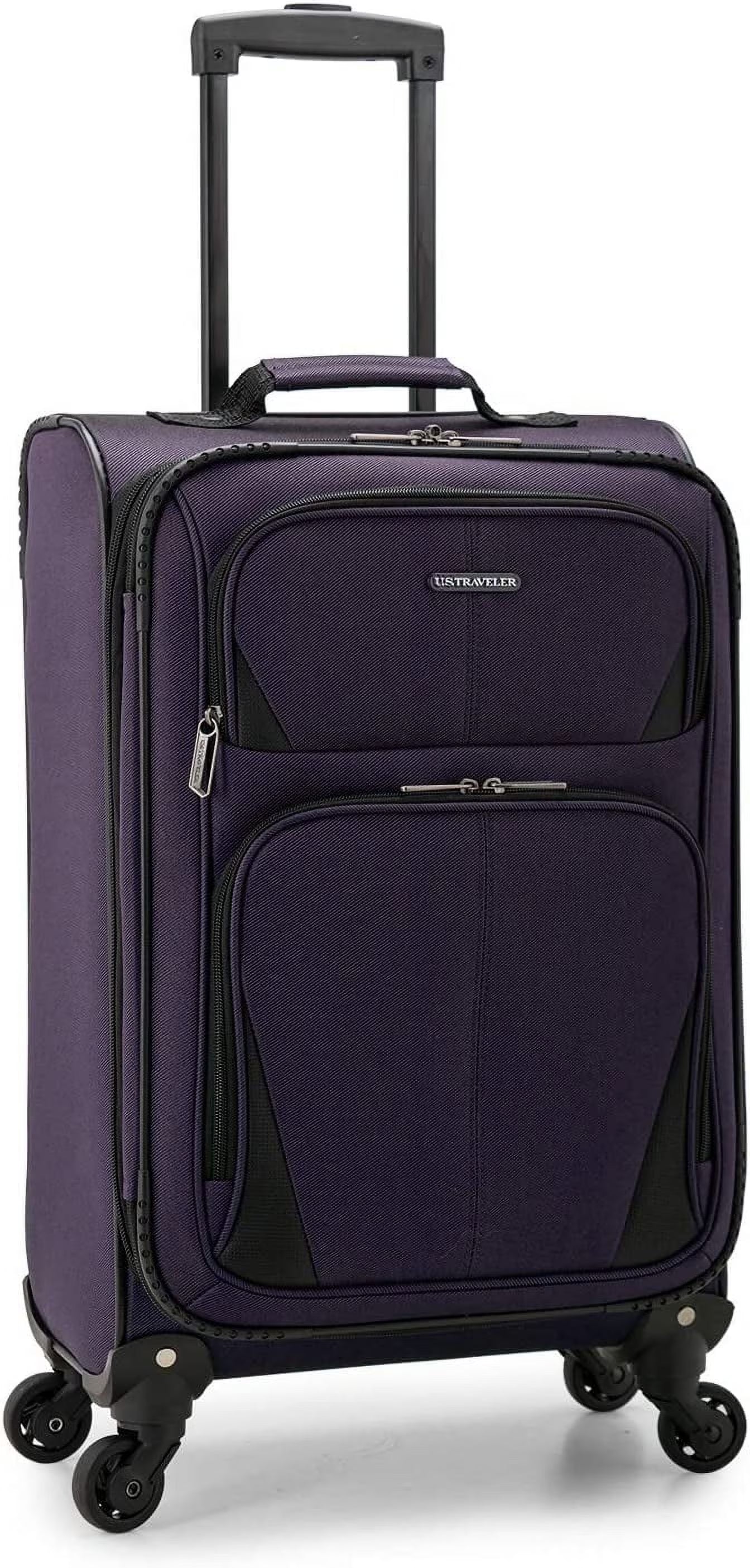 U.S. Traveler Aviron Bay Expandable Softside Luggage with Spinner Wheels, Black, 22" Carry-on