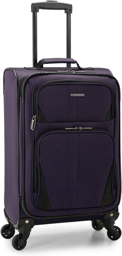 U.S. Traveler Aviron Bay Expandable Softside Luggage with Spinner Wheels, Black, 22" Carry-on