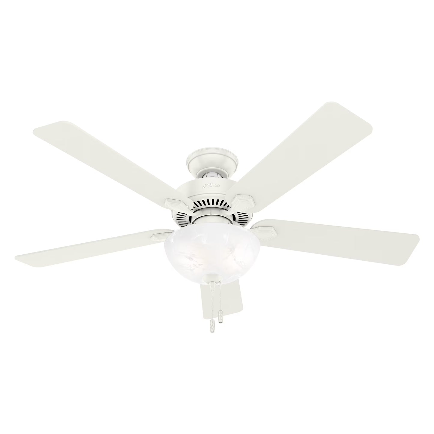 Hunter - Swanson Indoor Ceiling Fan With Light, 52-inch, Matte Silver, Traditional-style, 3-speed WhisperWind Motor, 50909, for living rooms, bedrooms, home offices, kitchens