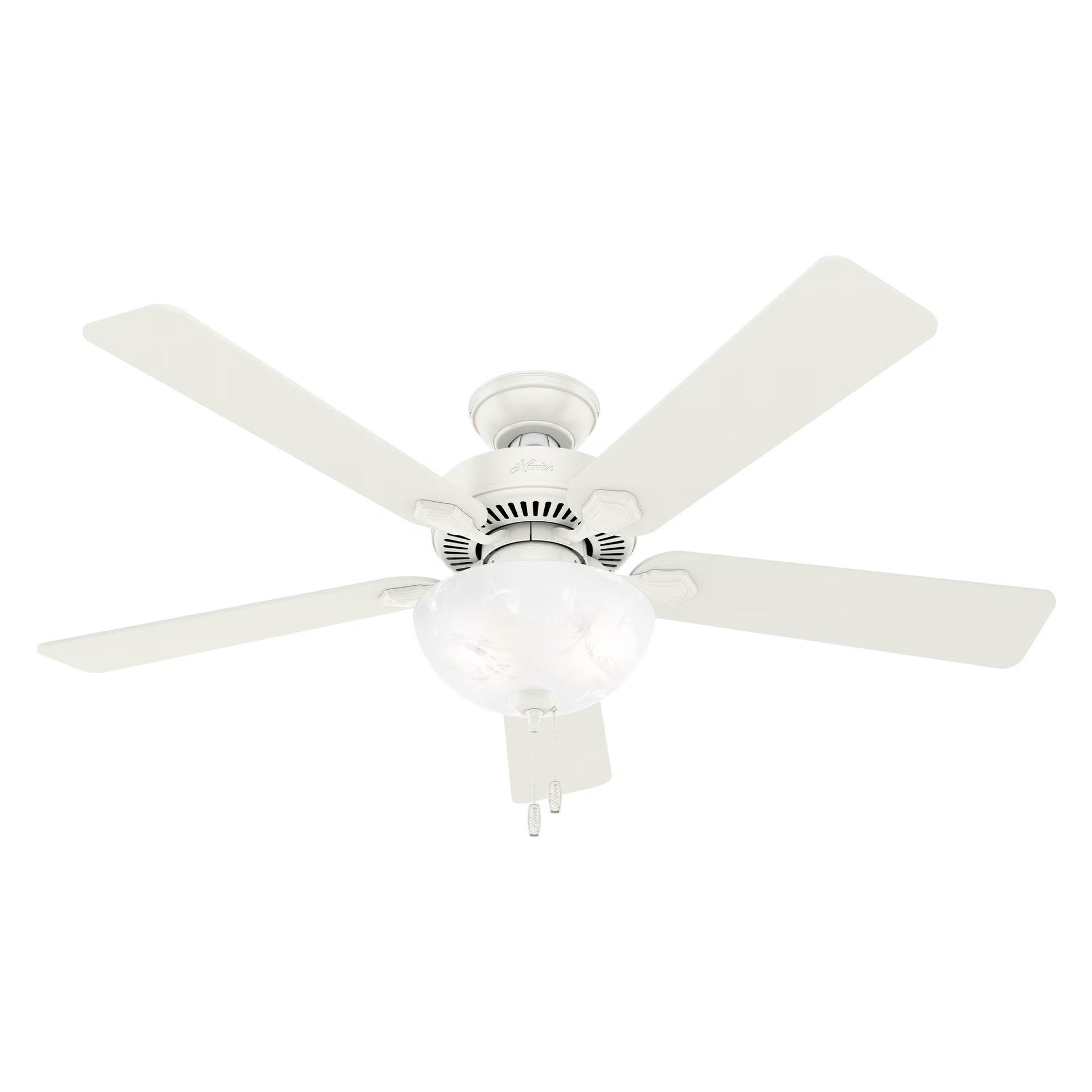 Hunter - Swanson Indoor Ceiling Fan With Light, 52-inch, Matte Silver, Traditional-style, 3-speed WhisperWind Motor, 50909, for living rooms, bedrooms, home offices, kitchens
