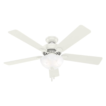 Hunter - Swanson Indoor Ceiling Fan With Light, 52-inch, Matte Silver, Traditional-style, 3-speed WhisperWind Motor, 50909, for living rooms, bedrooms, home offices, kitchens