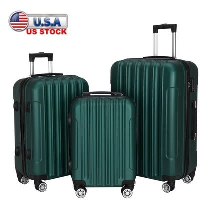 Tcbosik Multifunctional Luggage Set with Spinner Wheels, Large Capacity Travel Rolling Suitcases, ABS Carry-on Luggage, 20"/24"/28" (White, 3 Piece Set)