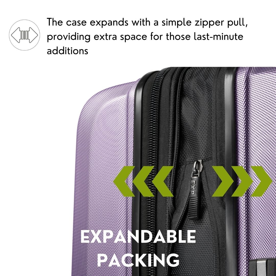 Ricardo Beverly Hills Kentfield Hardside 28" Expandable Checked Spinner Luggage, Silver Lilac