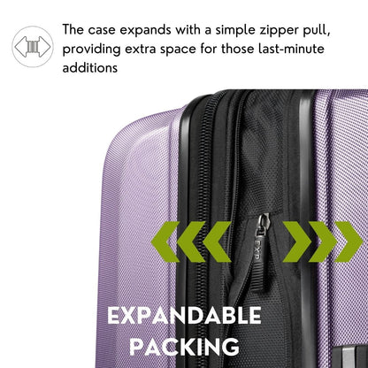Ricardo Beverly Hills Kentfield Hardside 24" Expandable Checked Spinner Luggage, Silver Lilac