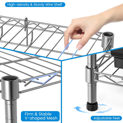 VAVSEA Heavy Duty Storage Shelves, Adjustable 4 Tier Wire Shelving Unit, Kitchen Garage Metal Storage Rack for Home Office Pantry, 30"L x 14"W x 60"H, Silver