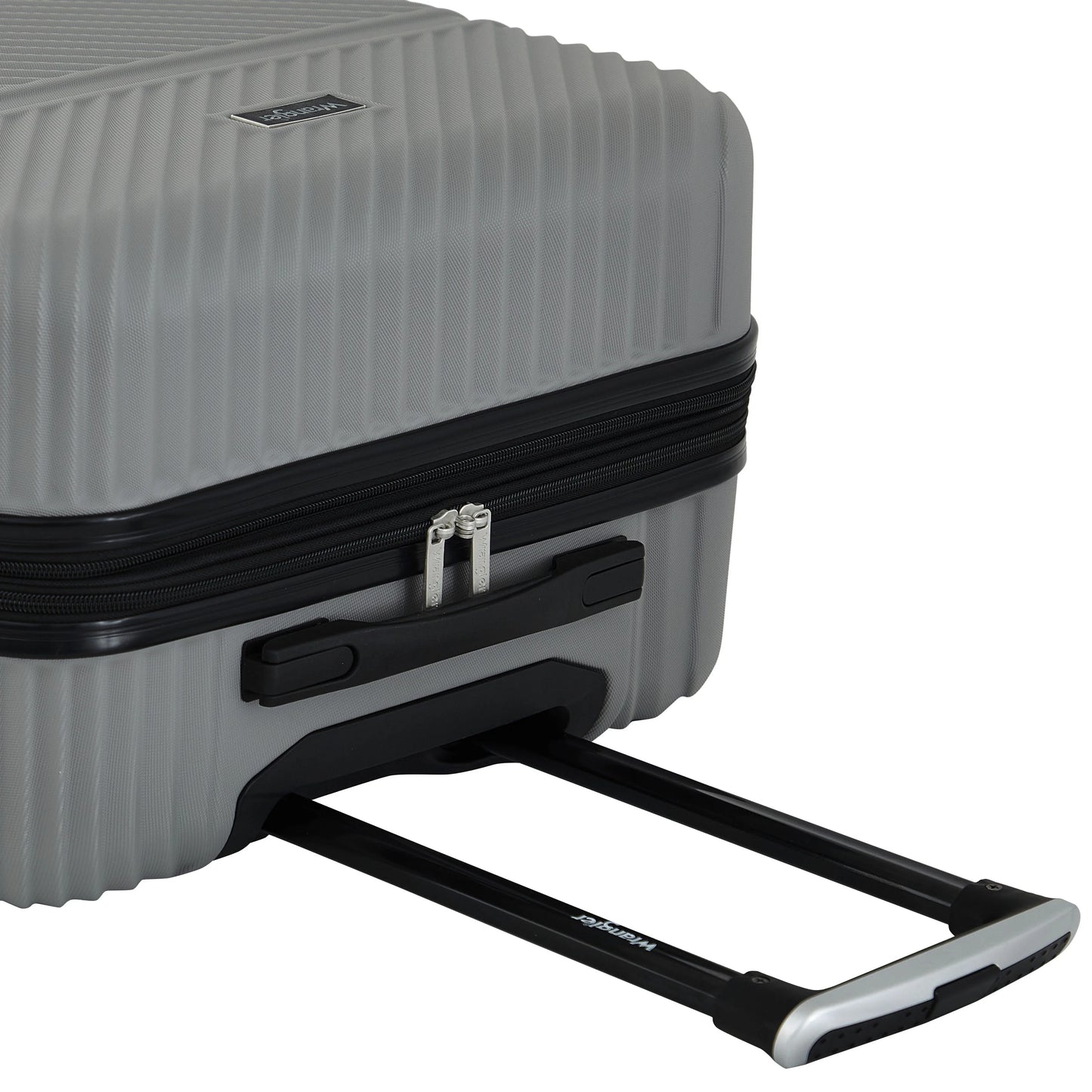 Wrangler 4 Piece Expandable Hardside Spinner Luggage Set with Packing Cubes, Sharkskin Grey