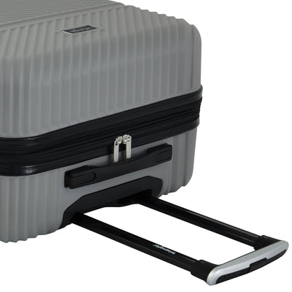 Wrangler 4 Piece Expandable Hardside Spinner Luggage Set with Packing Cubes, Sharkskin Grey