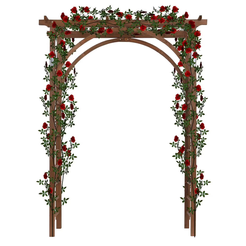 EasingRoom Outdoor Wooden Garden Arbor for Climbing Plants - Dark Brown