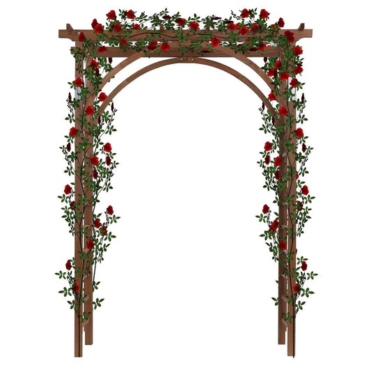 EasingRoom Outdoor Wooden Garden Arbor for Climbing Plants - Dark Brown